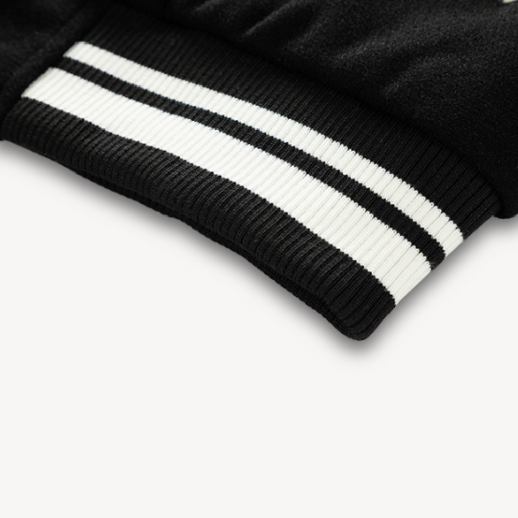 Clara Vienne | Men's Varsity Jacket - Wool Blend Body with Faux Leather Sleeves - Classic Letterman Style