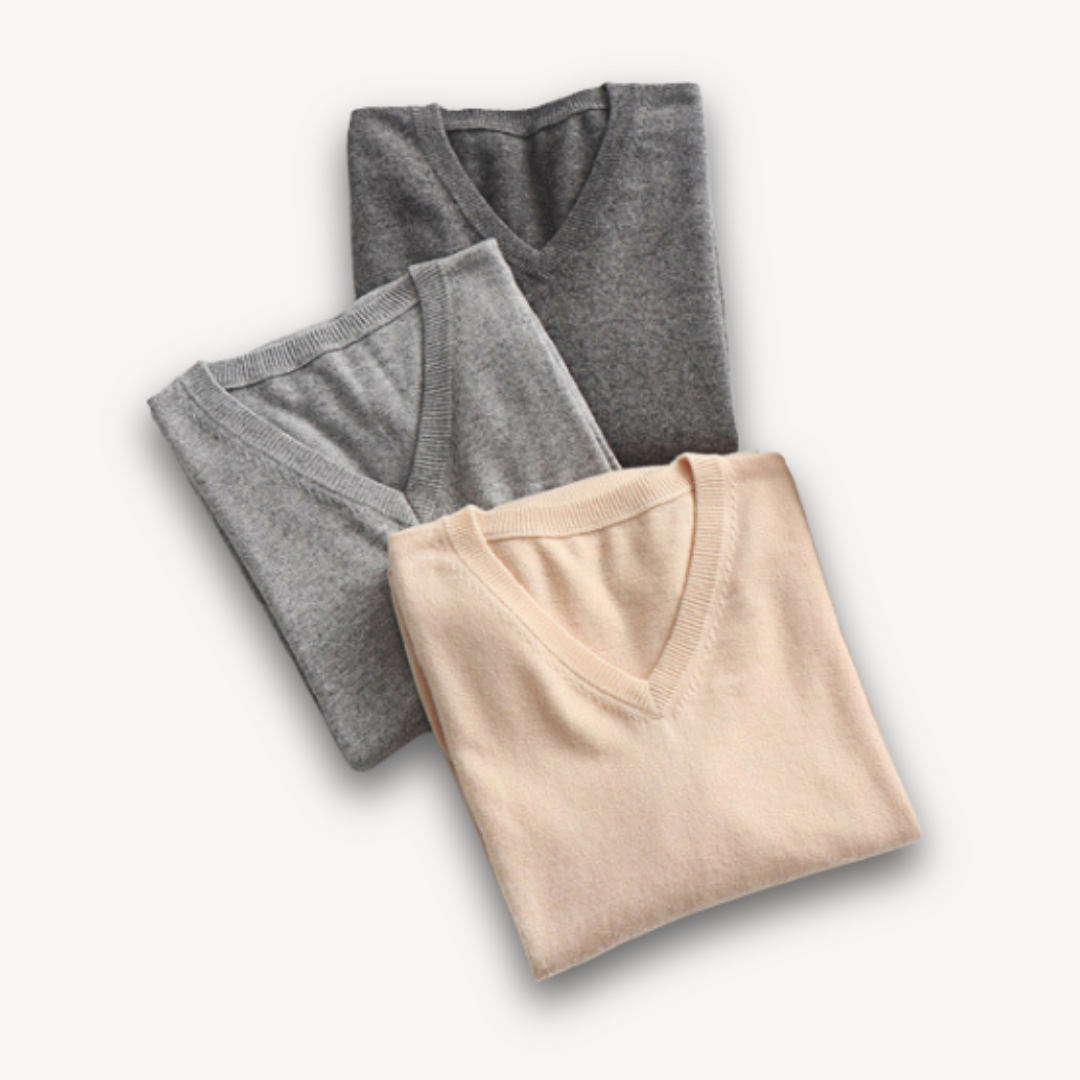 Clara Vienne | Men's V-Neck Sweater - Soft Cotton Blend - Slim Fit - Casual & Formal Wear