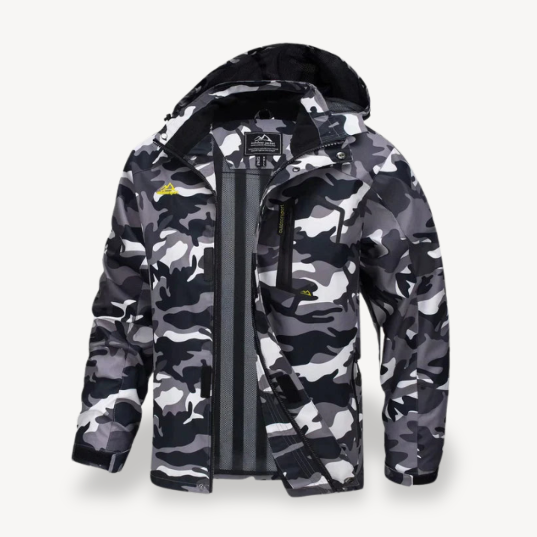 Men's Camo Waterproof Winter Jacket with Hood | Clara Vienne