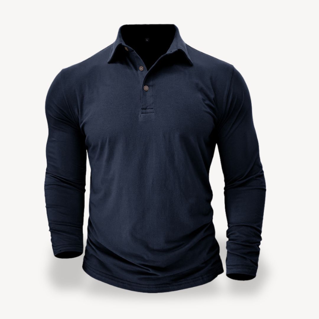 Cotton Long Sleeve Polo Shirt | Clara Vienne