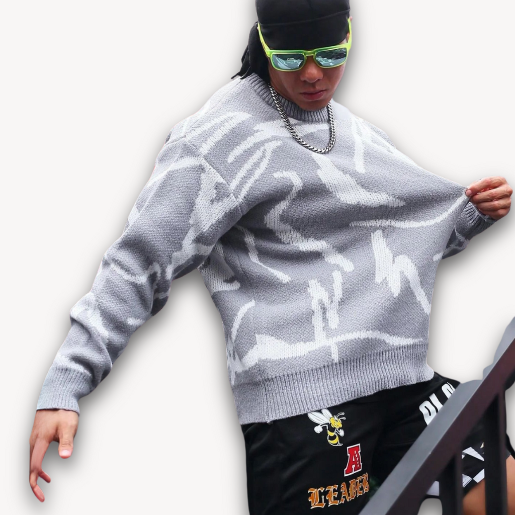 Clara Vienne | Men's Abstract Knit Sweater - Cotton, Casual Streetwear