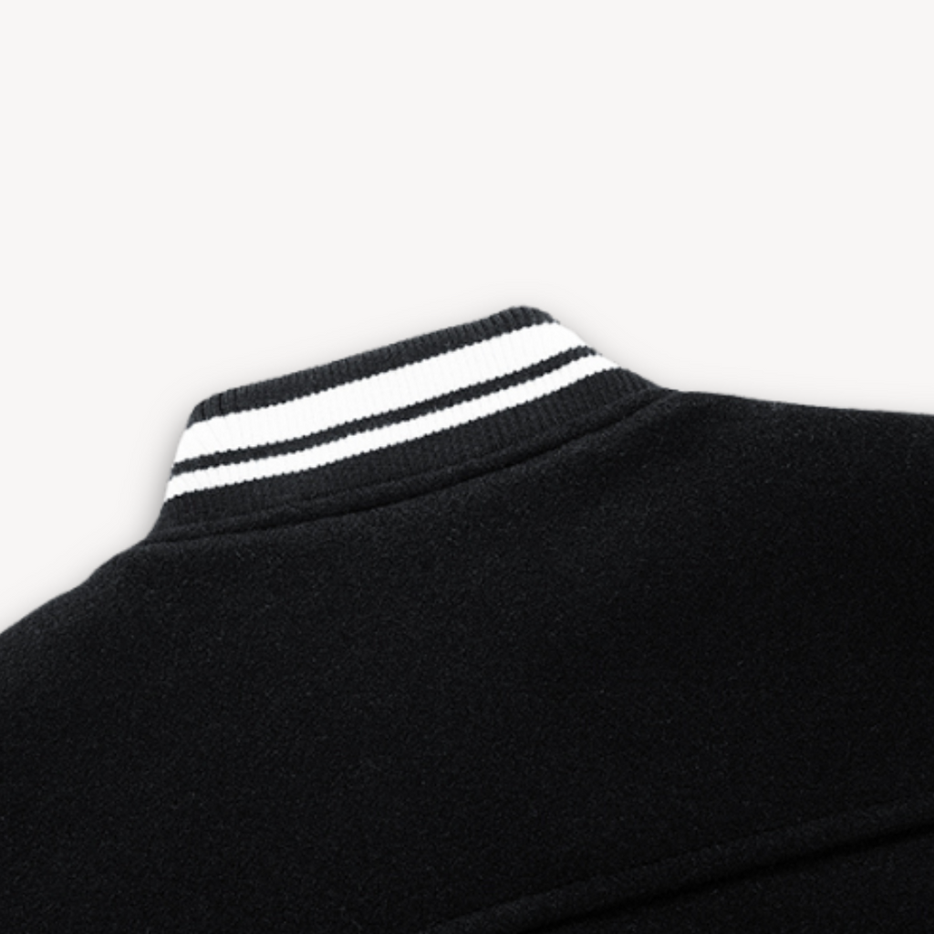 Clara Vienne | Men's Varsity Jacket - Wool Blend Body with Faux Leather Sleeves - Classic Letterman Style