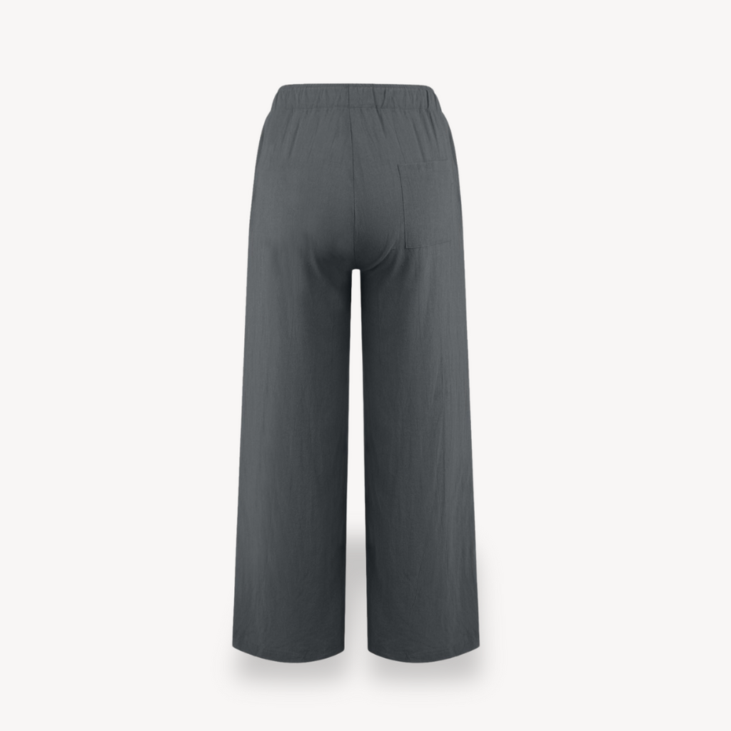 Clara Vienne | Women's Linen Wide-Leg Pants - Drawstring, Casual