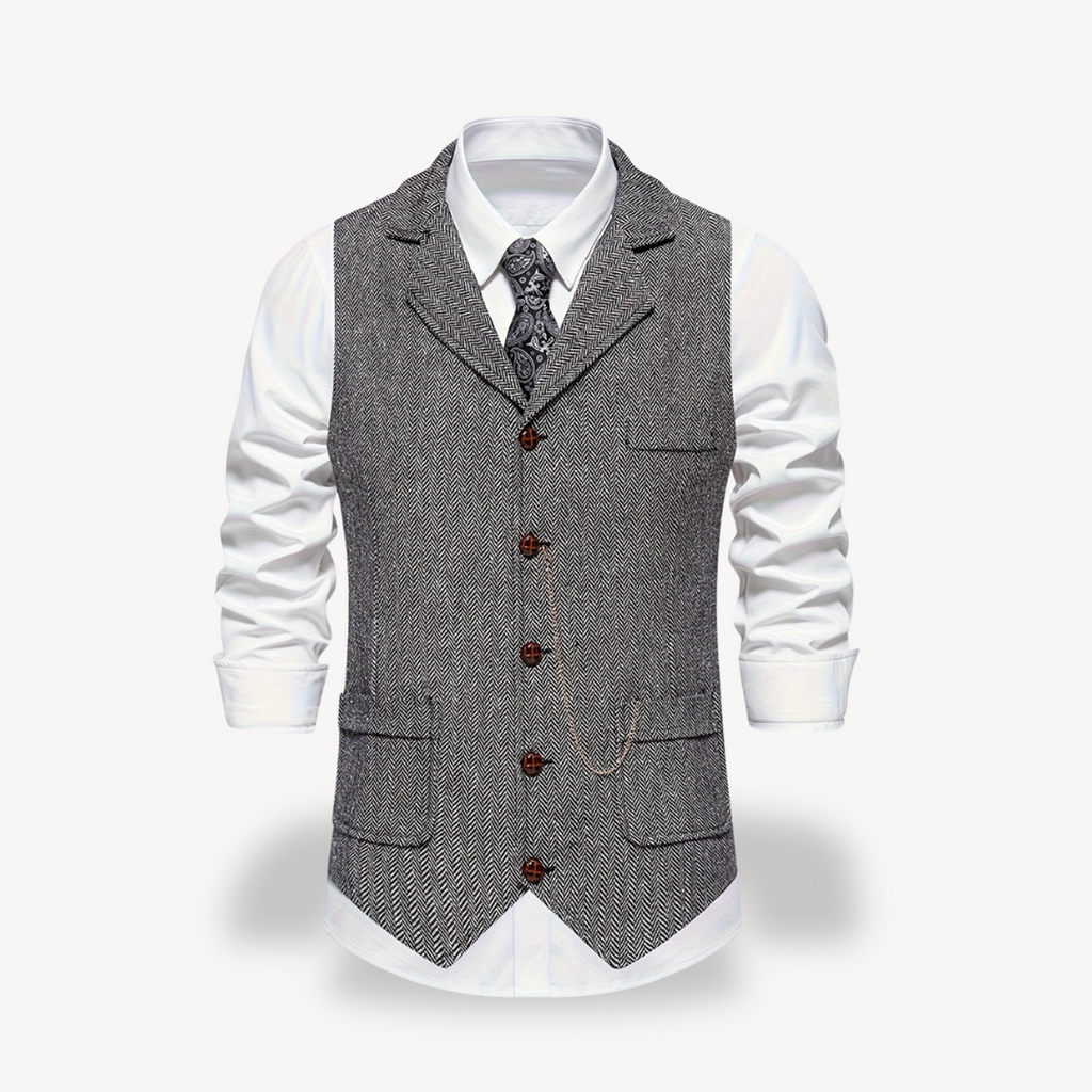 Clara Vienne Men’s Herringbone Vest with Chain | Clara Vienne