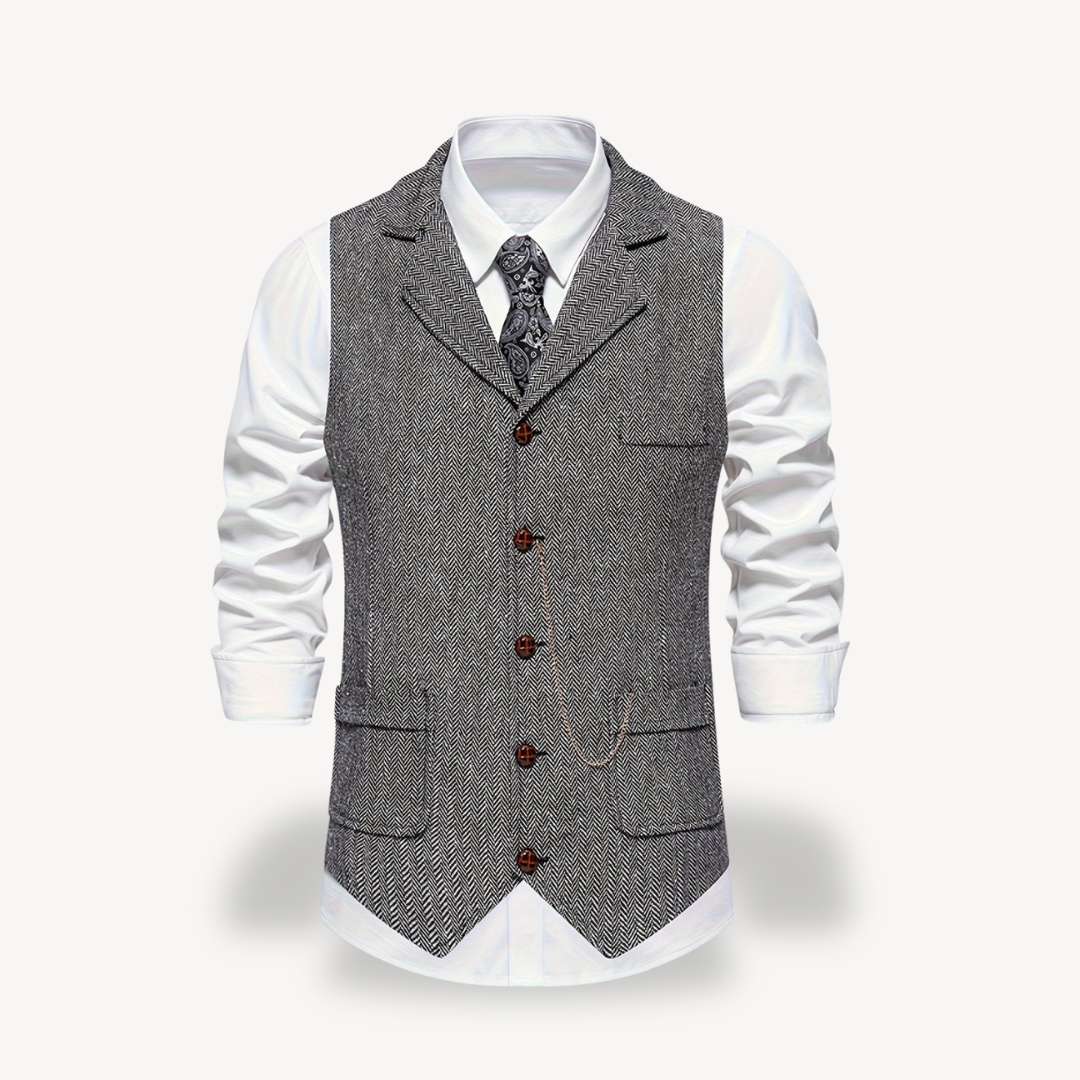 Clara Vienne Men’s Herringbone Vest with Chain | Clara Vienne