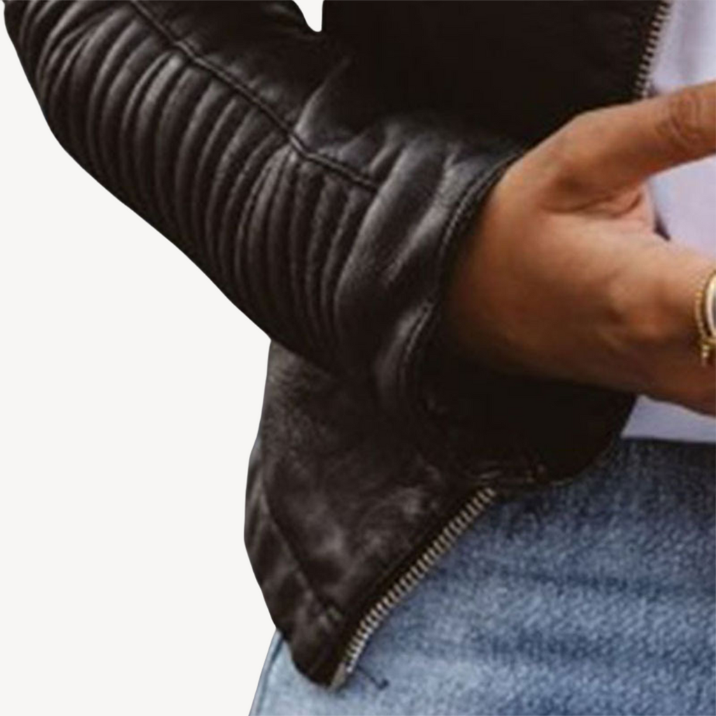 Black Leather Biker Jacket for Women | Clara Vienne