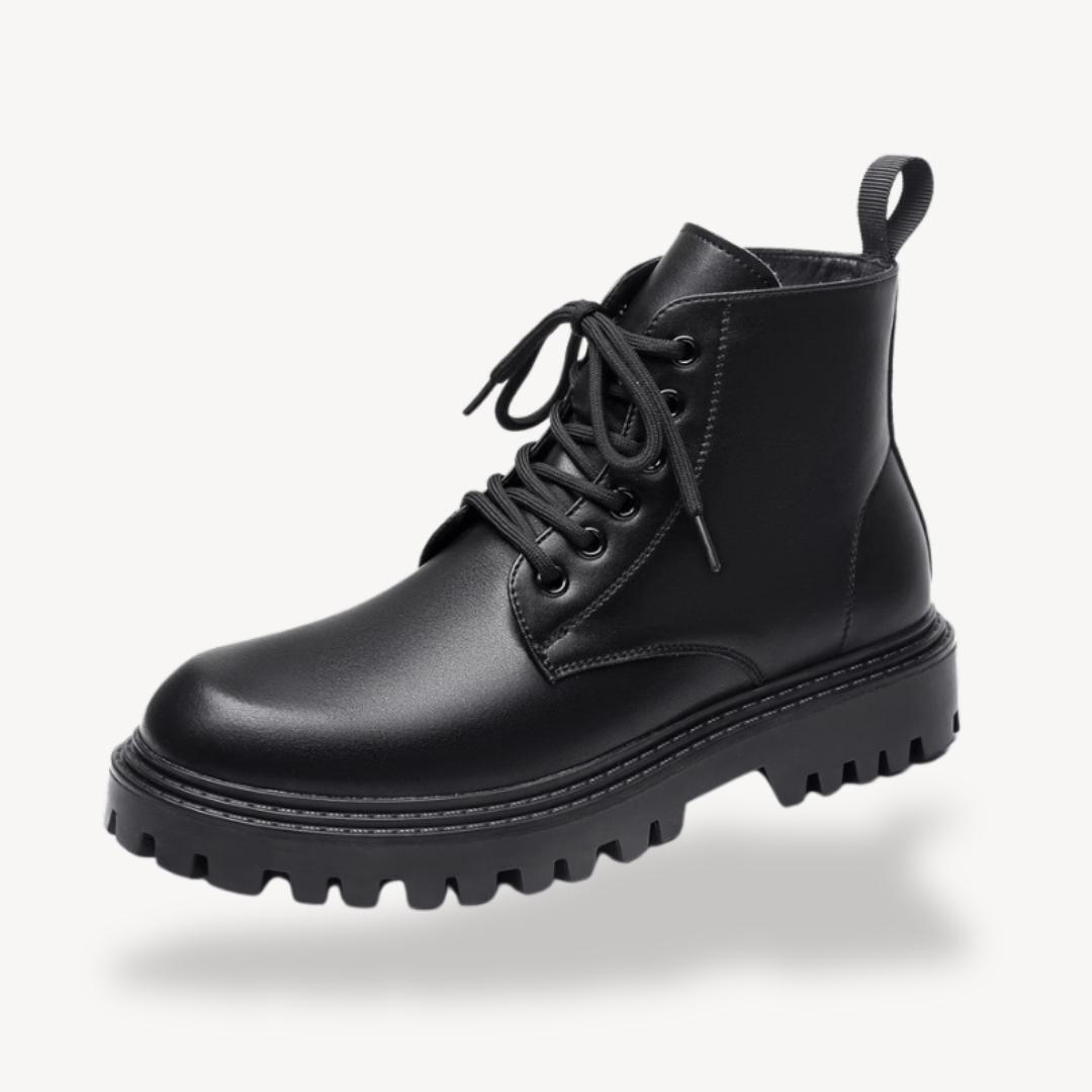 Clara Vienne | Men's Black Leather Combat Boots – Chunky Sole