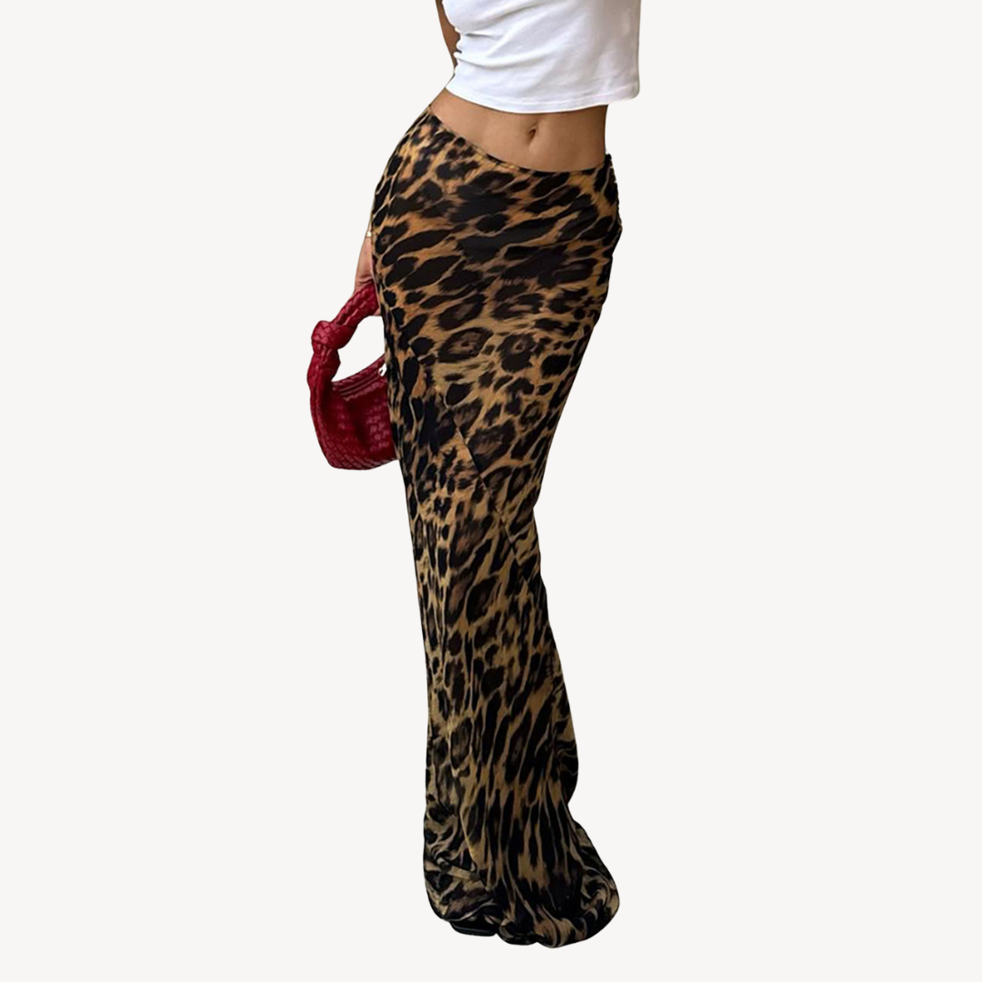Leopard Print Ruched Bodycon Maxi Skirt Women | Clara Vienne