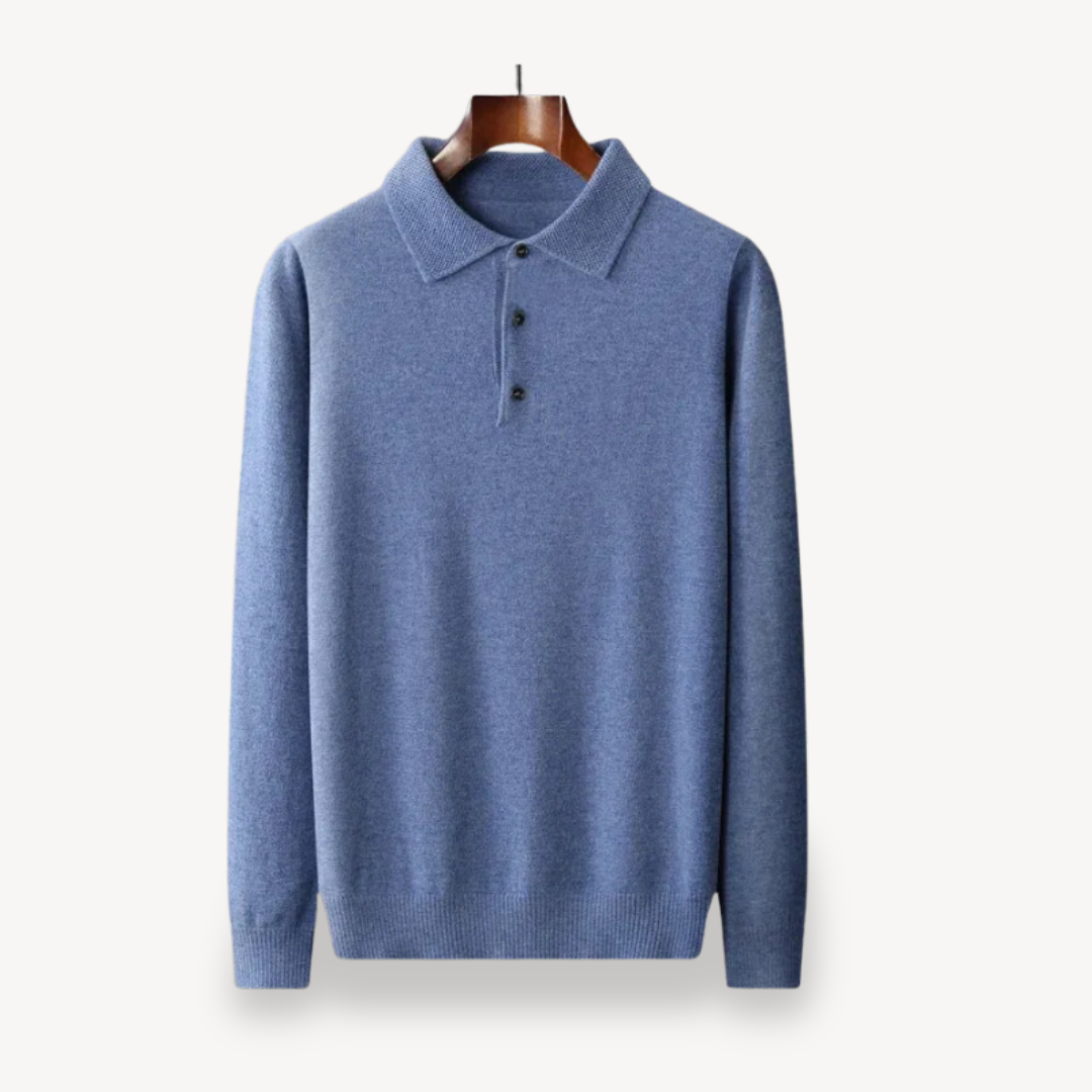 Long Sleeve Knit Polo Sweater Men | Clara Vienne