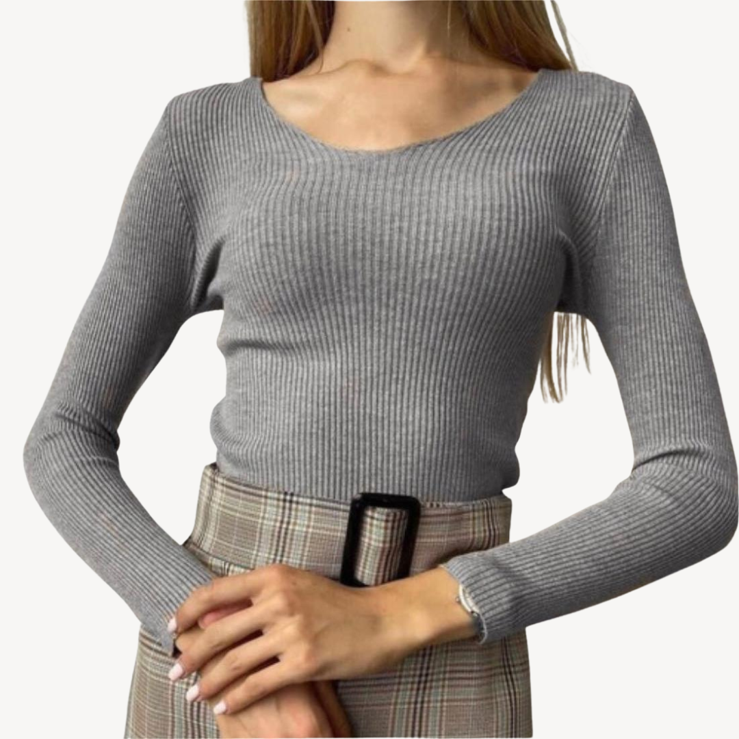 Deep V-Neck Ribbed Knit Sweater Women | Clara Vienne