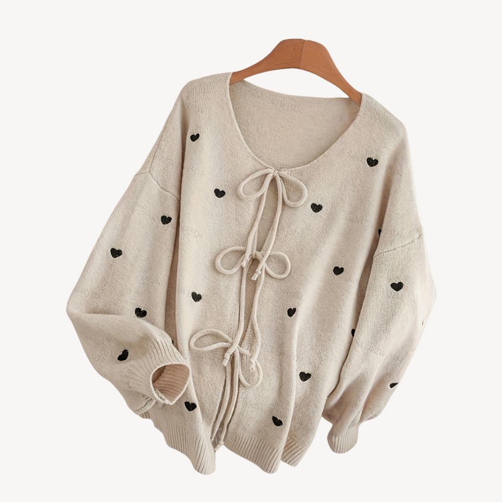 Heart Print Cotton Cardigan for Women | Clara Vienne