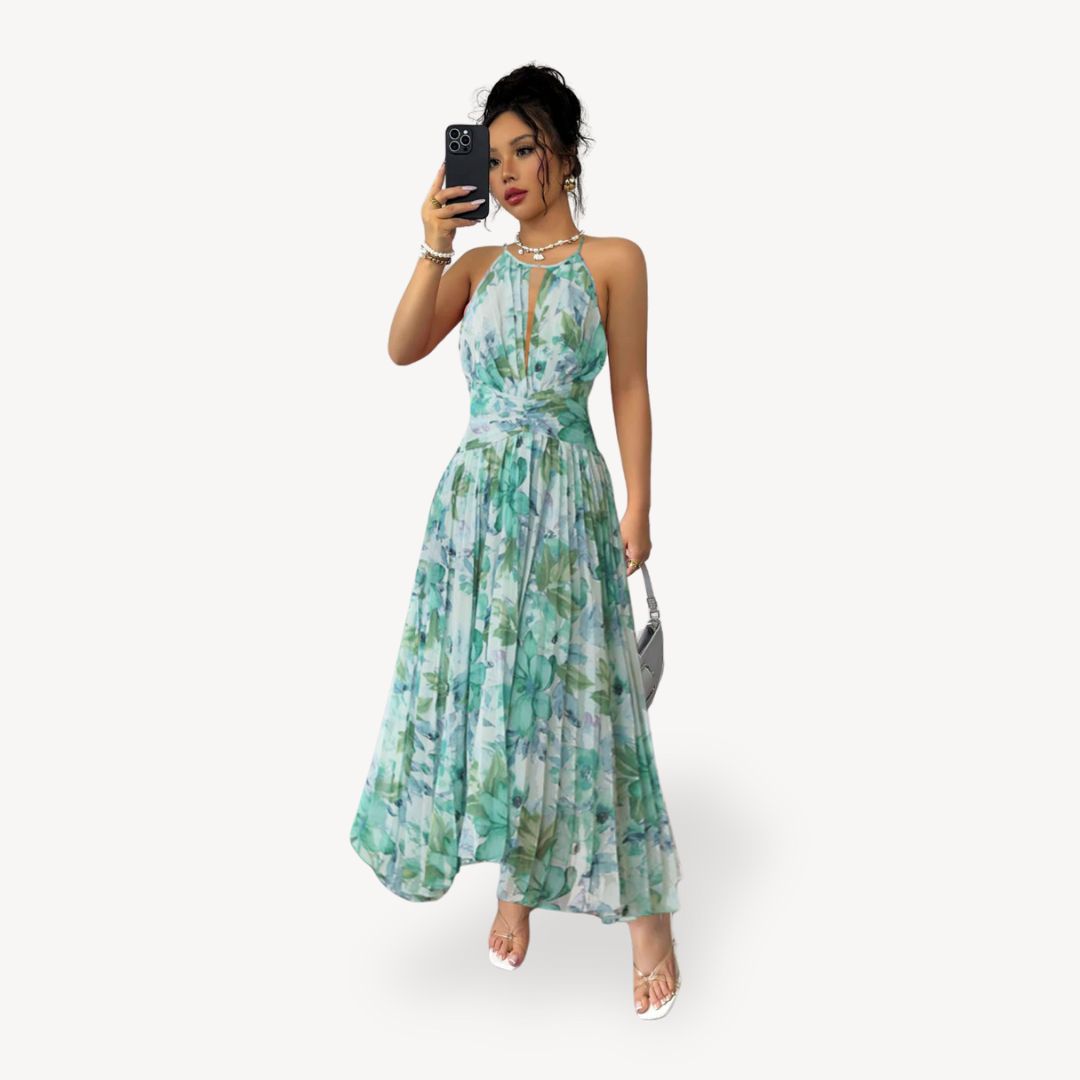 Floral Chiffon Halter Maxi Dress Women | Clara Vienne