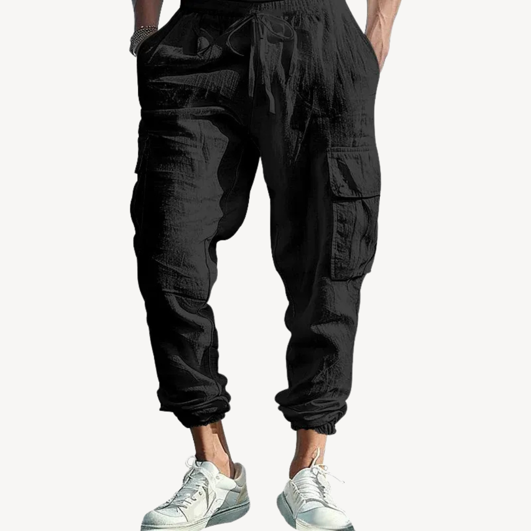 Linen Cargo Joggers Pants Men | Clara Vienne