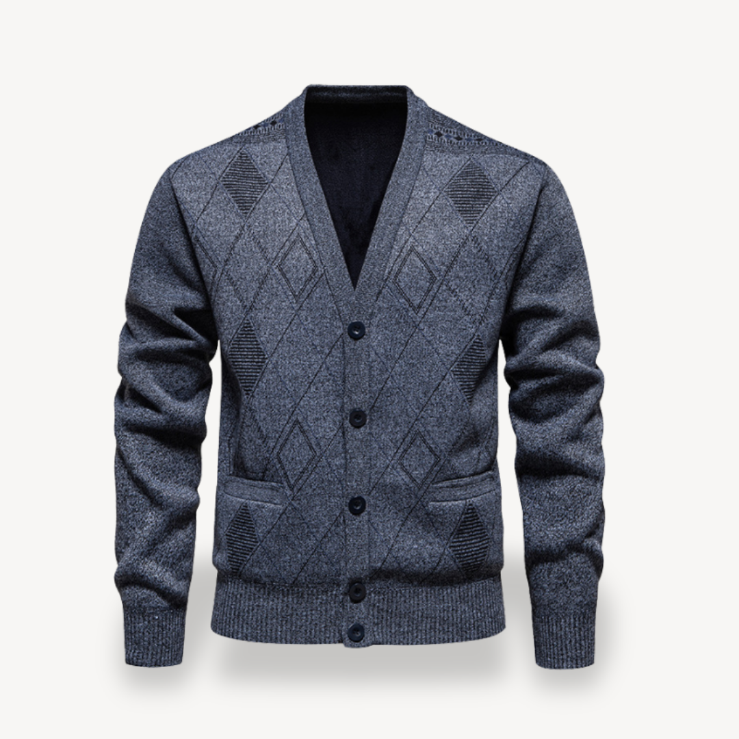 Diamond Knit Cardigan Sweater Men | Clara Vienne