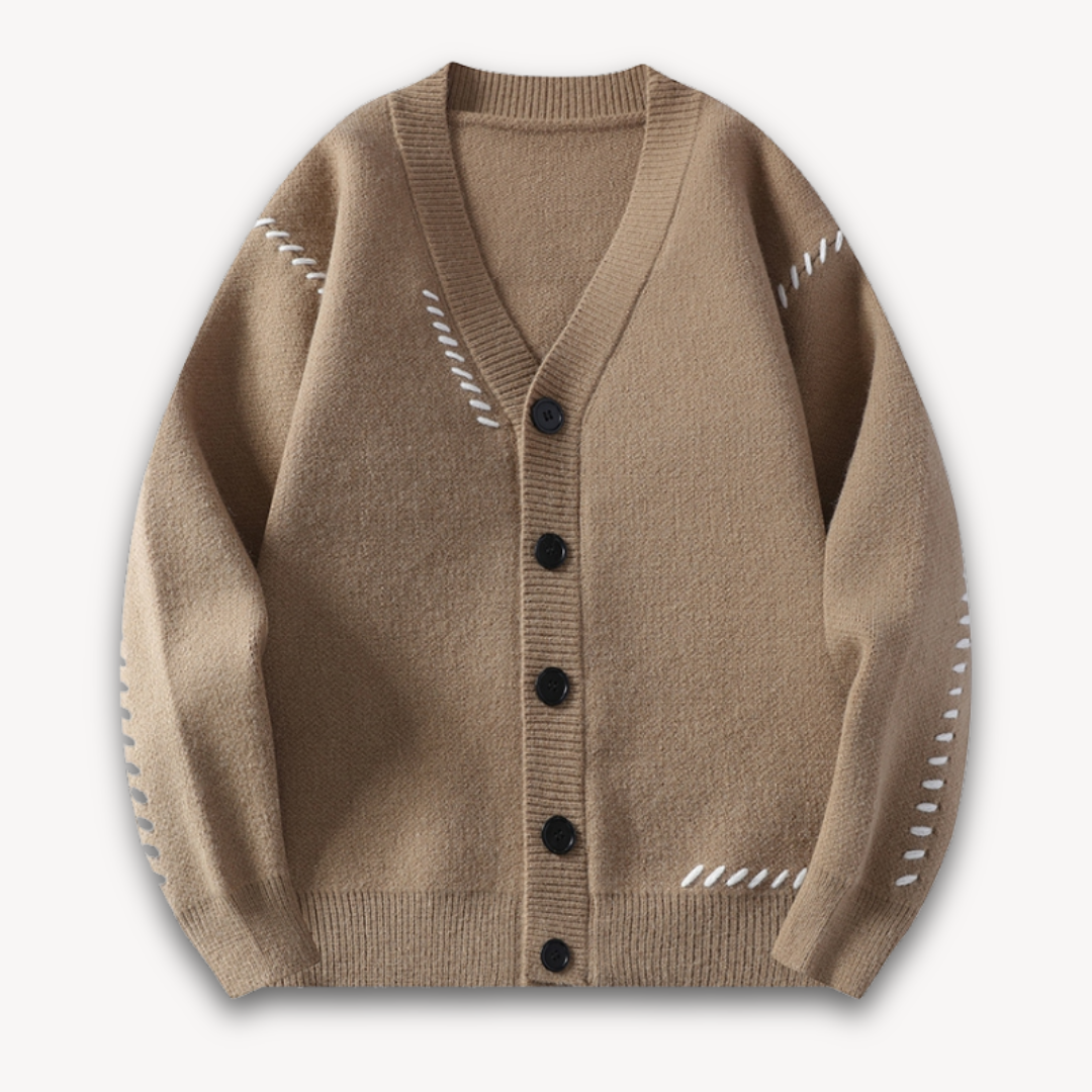 Clara Vienne | Men's Knitted Cardigan Sweater - Button-Up, Soft Wool Blend, Casual Winter Wear