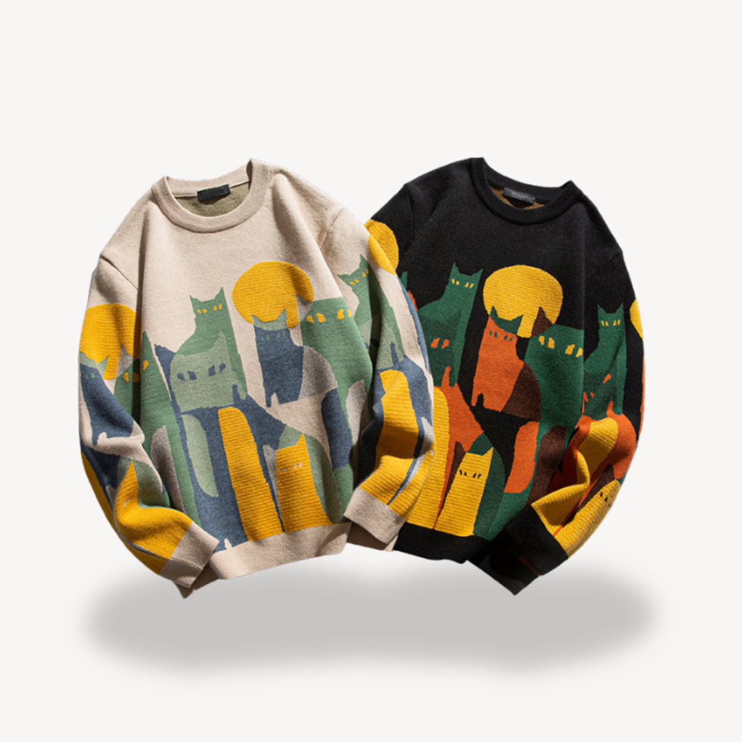 Clara Vienne | Men's Cotton Knitted Cat Sweater