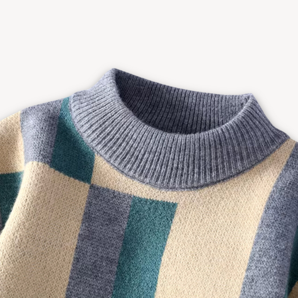 Clara Vienne | Men's Geometric Knit Sweater - Soft Acrylic Blend, Crew Neck, Long Sleeve