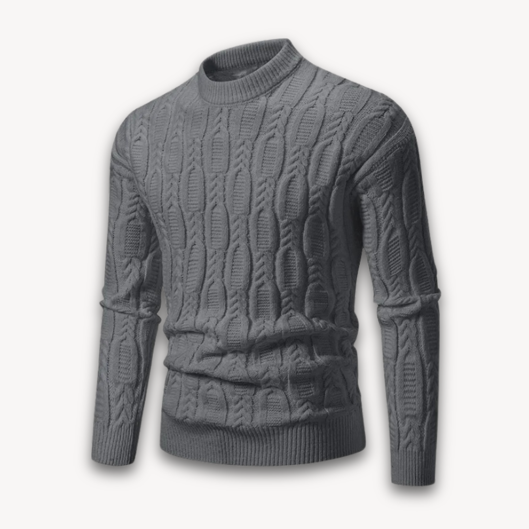 Clara Vienne Men's Cable Knit Crewneck Sweater - Soft Cotton Blend