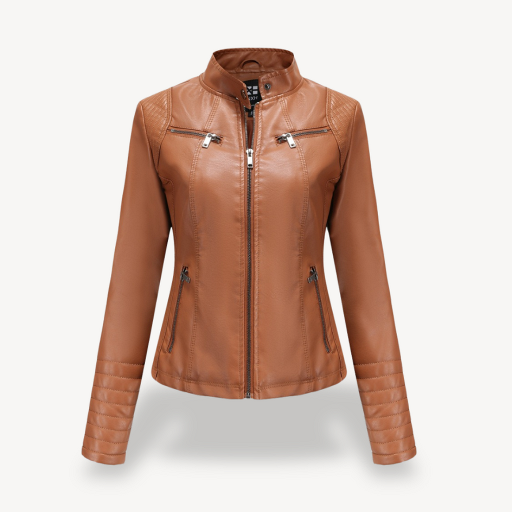 Classic Biker Faux Leather Jacket Women | Clara Vienne