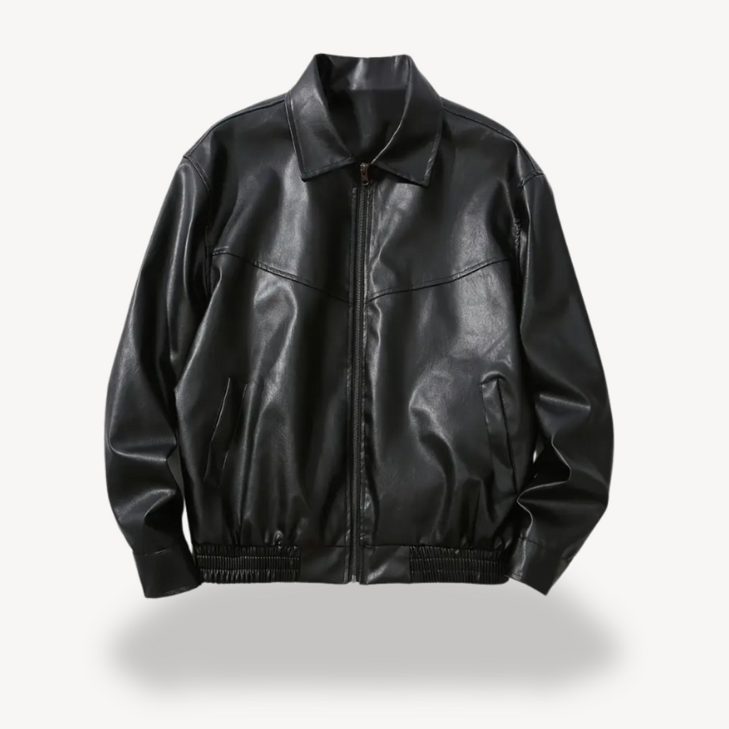 Men's Black Faux Leather Jacket | Clara Vienne