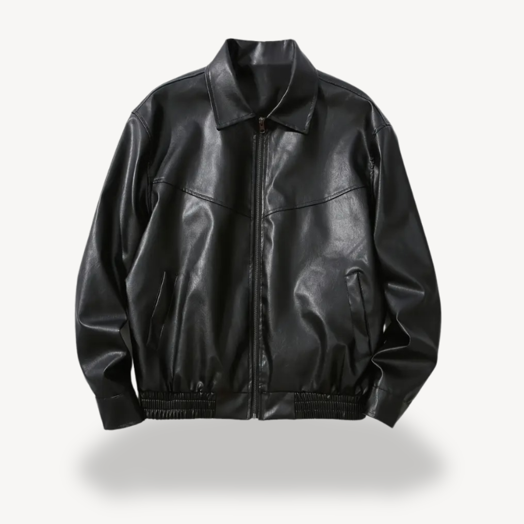 Men's Black Faux Leather Jacket | Clara Vienne