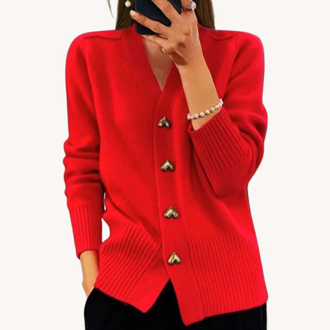 Knit Cardigan with Heart Buttons for Women | Clara Vienne