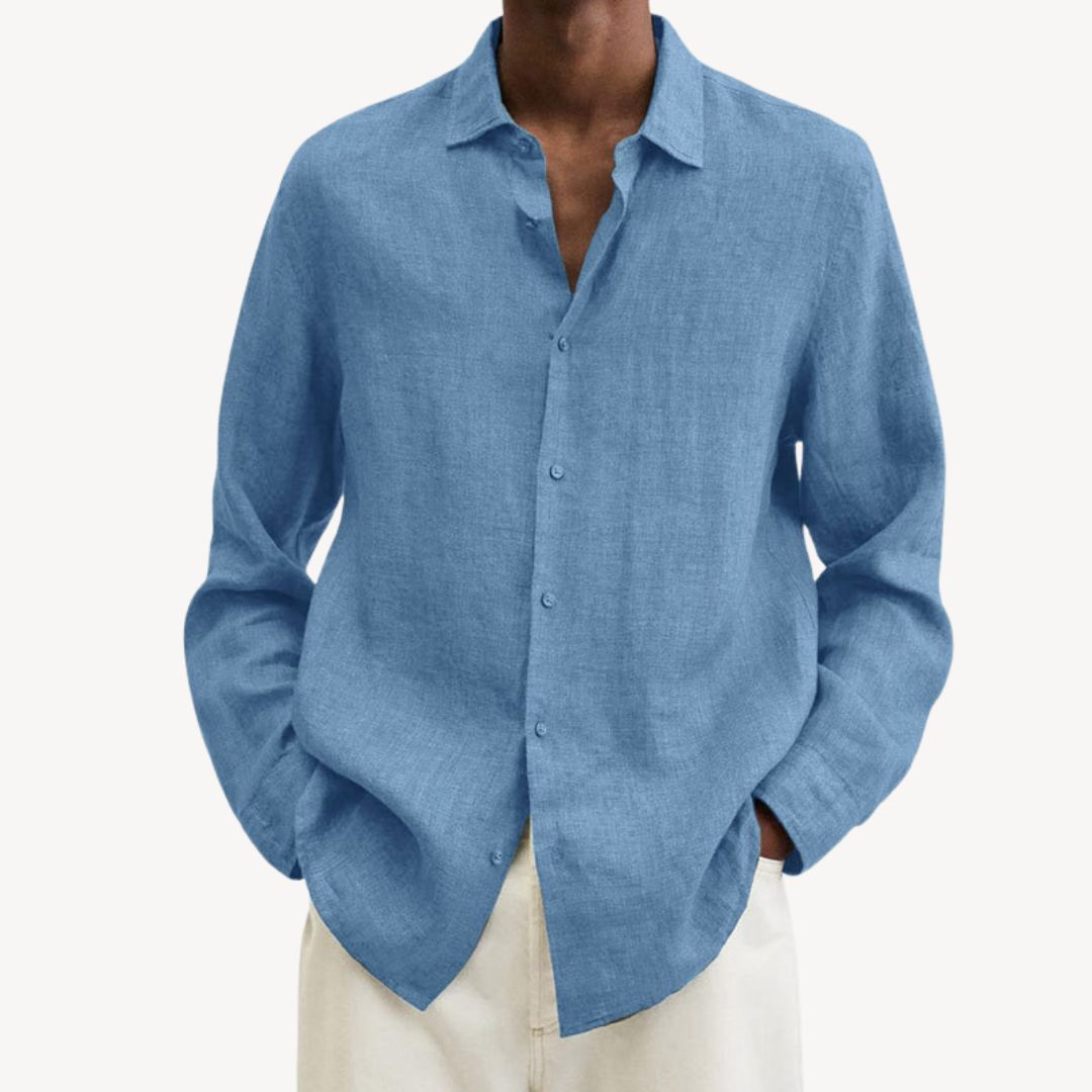 Men's Casual Long Sleeve Linen Shirt | Clara Vienne