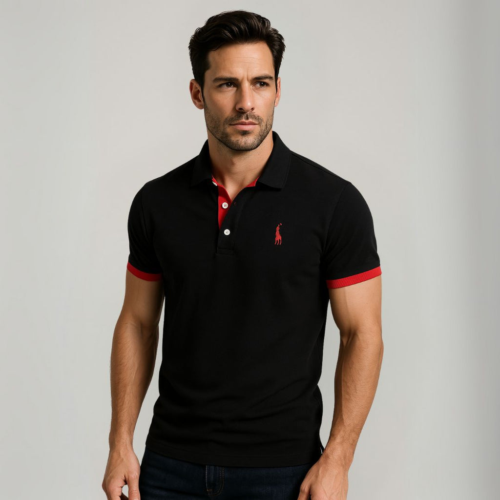 Clara Vienne | Men's Polo Shirt - Slim Fit, Cotton, Color Accents