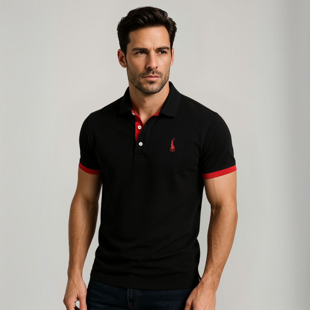 Clara Vienne | Men's Polo Shirt - Slim Fit, Cotton, Color Accents