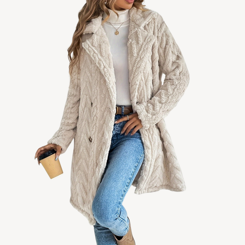 Double-Breasted Fuzzy Coat for Women | Clara Vienne