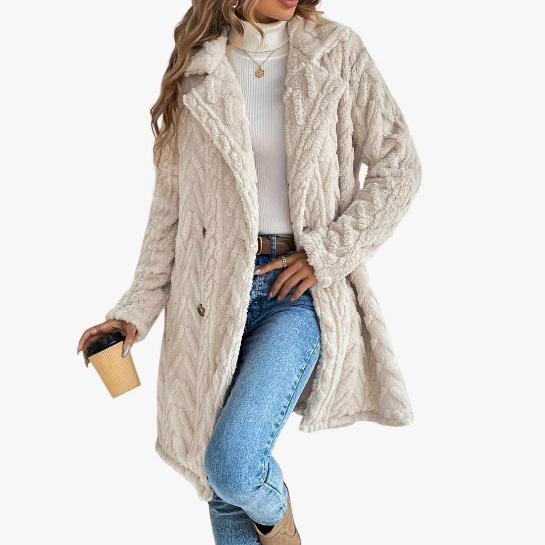 Double-Breasted Fuzzy Coat for Women | Clara Vienne