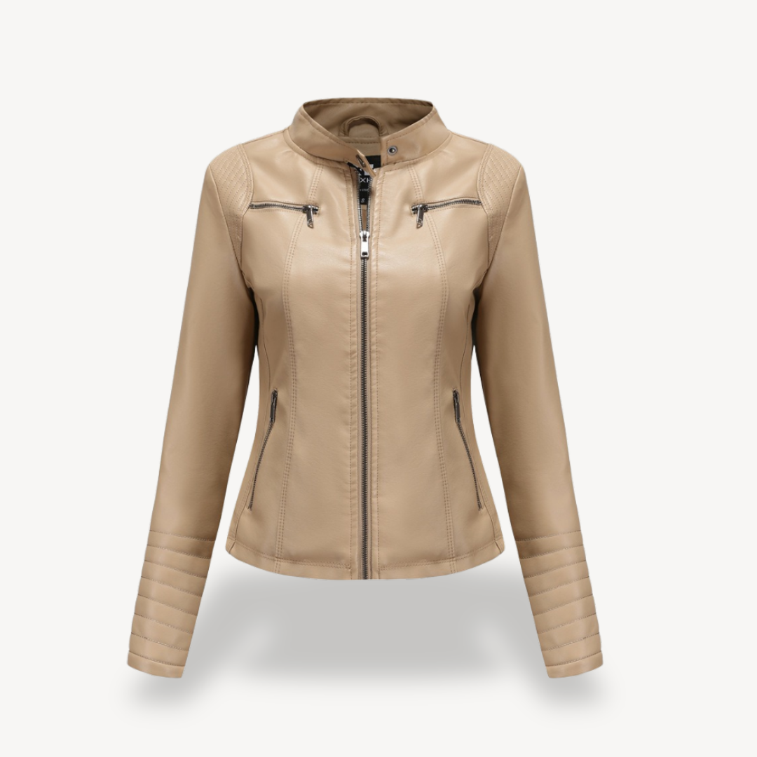 Classic Biker Faux Leather Jacket Women | Clara Vienne