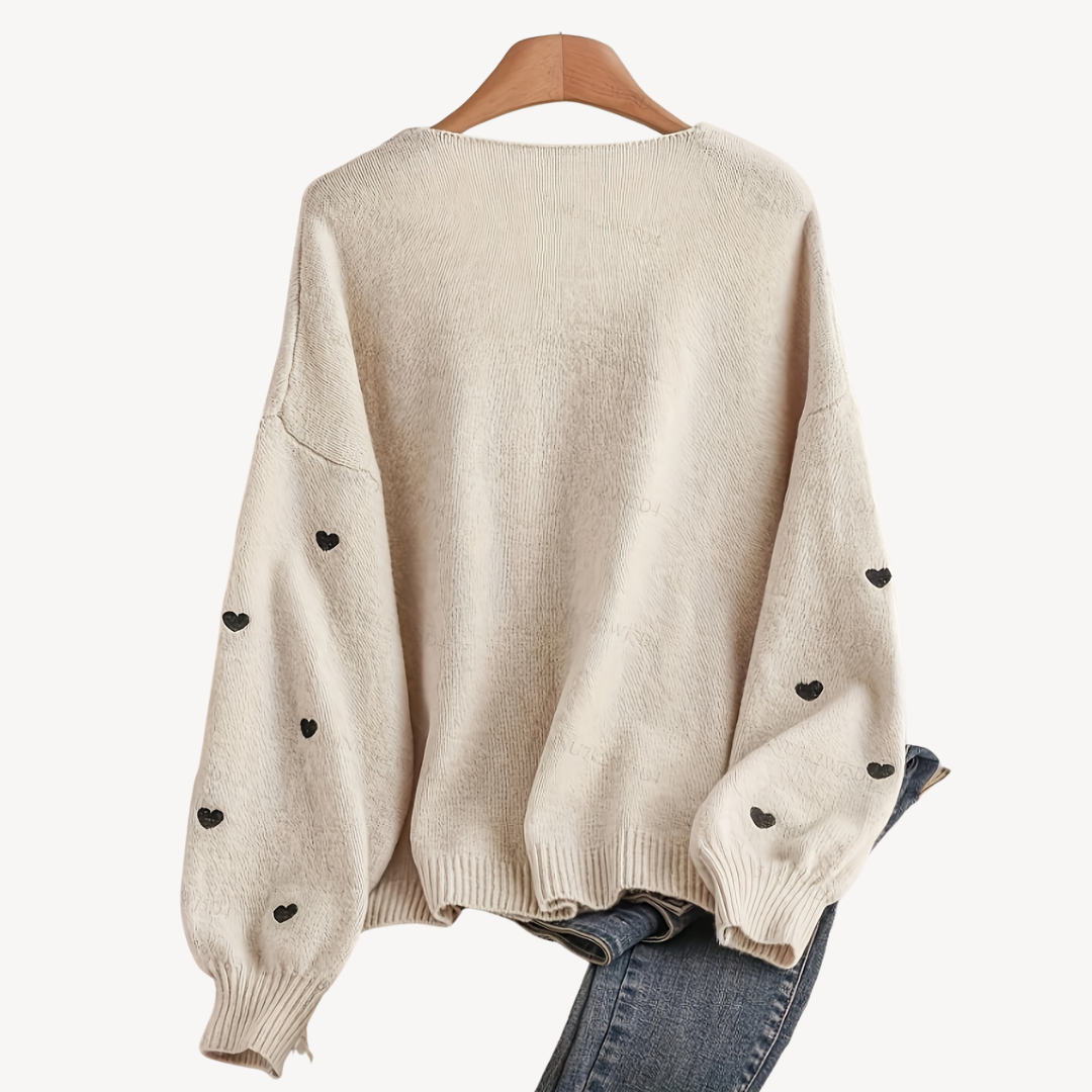 Heart Print Cotton Cardigan for Women | Clara Vienne