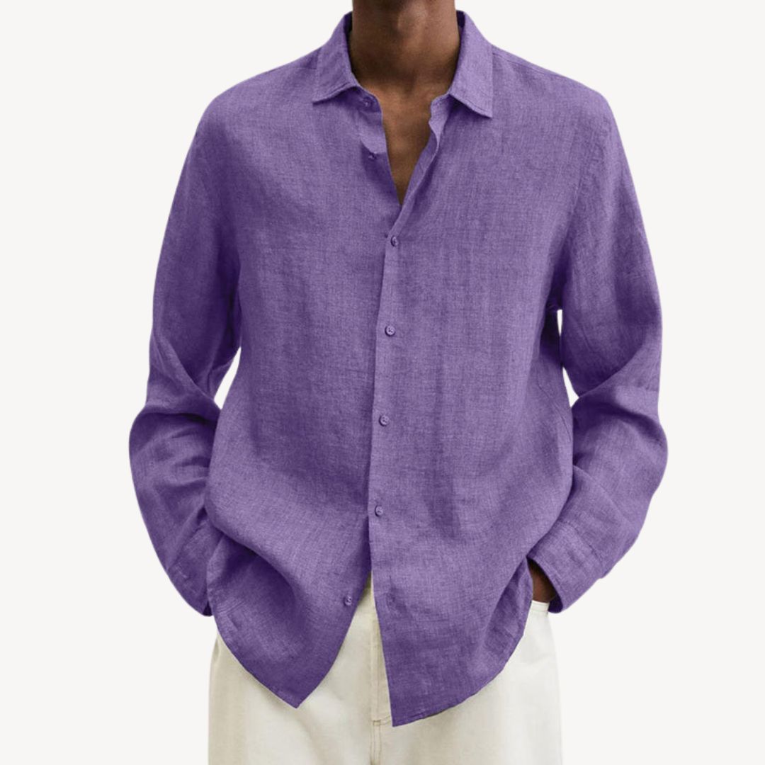 Men's Casual Long Sleeve Linen Shirt | Clara Vienne