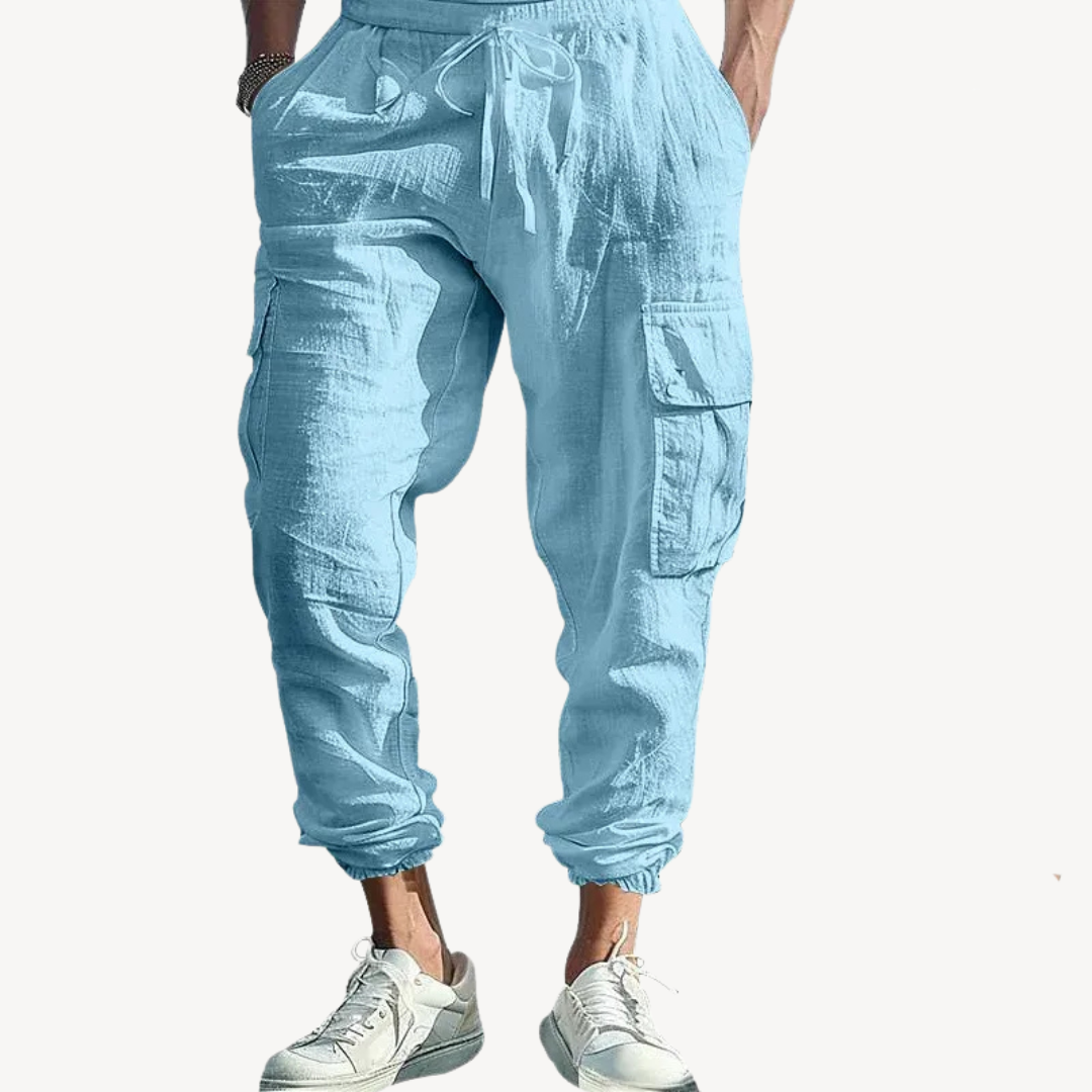 Linen Cargo Joggers Pants Men | Clara Vienne