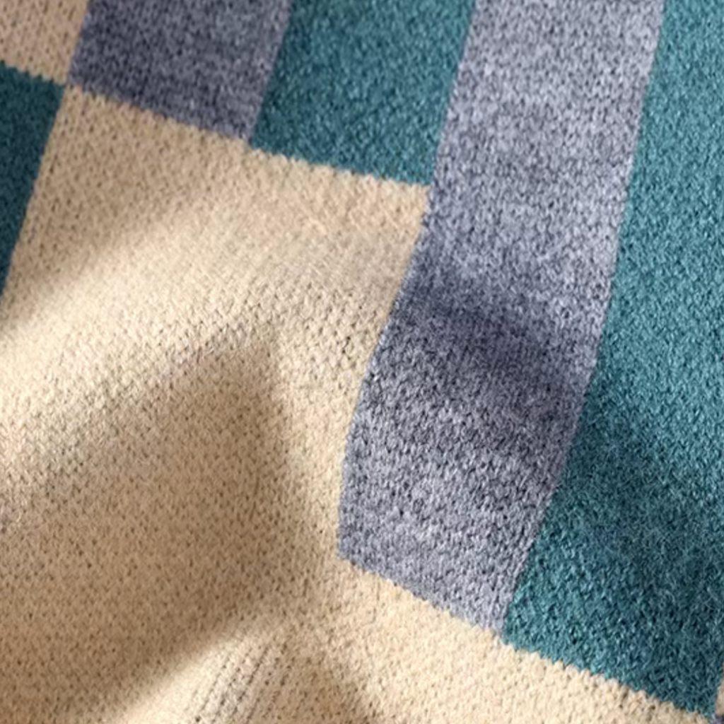 Clara Vienne | Men's Geometric Knit Sweater - Soft Acrylic Blend, Crew Neck, Long Sleeve