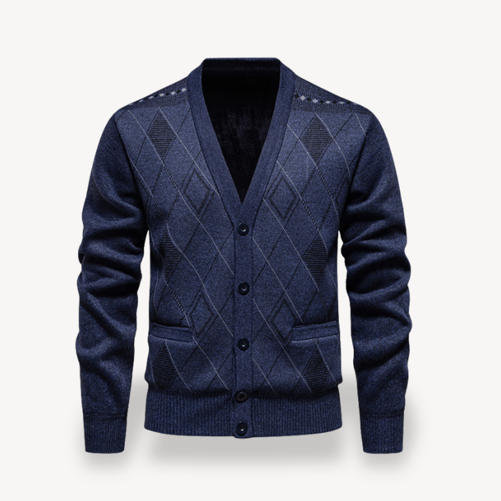 Diamond Knit Cardigan Sweater Men | Clara Vienne
