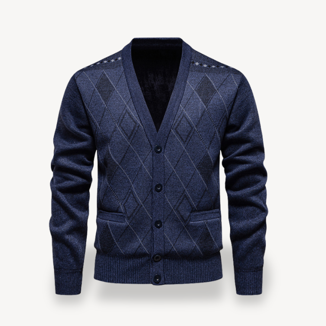 Diamond Knit Cardigan Sweater Men | Clara Vienne