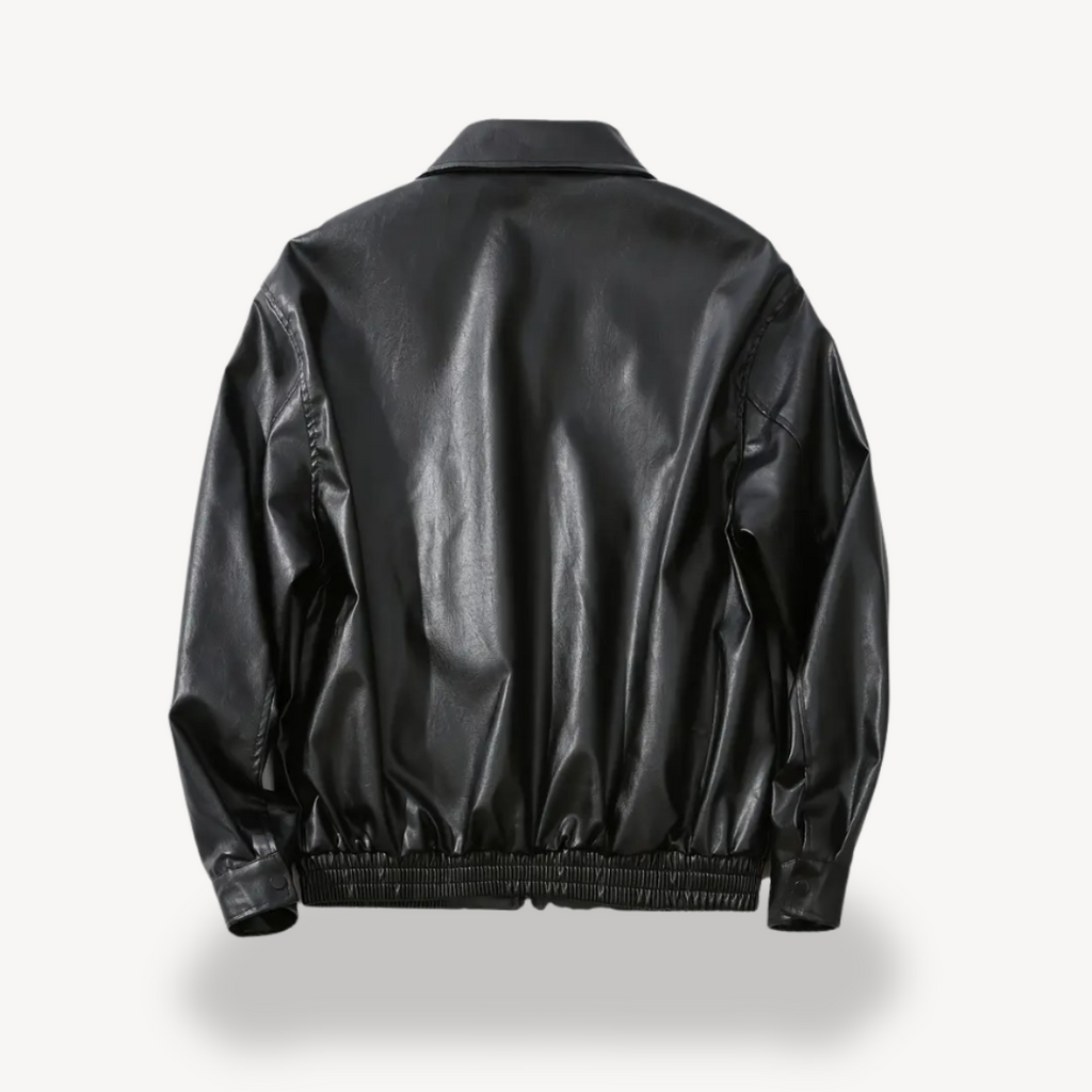 Men's Black Faux Leather Jacket | Clara Vienne
