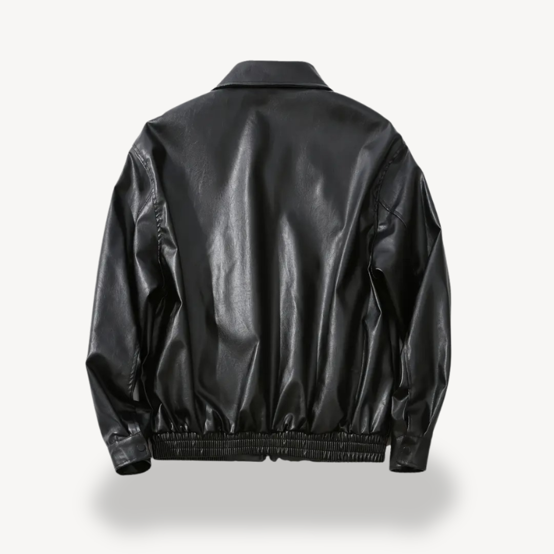 Men's Black Faux Leather Jacket | Clara Vienne