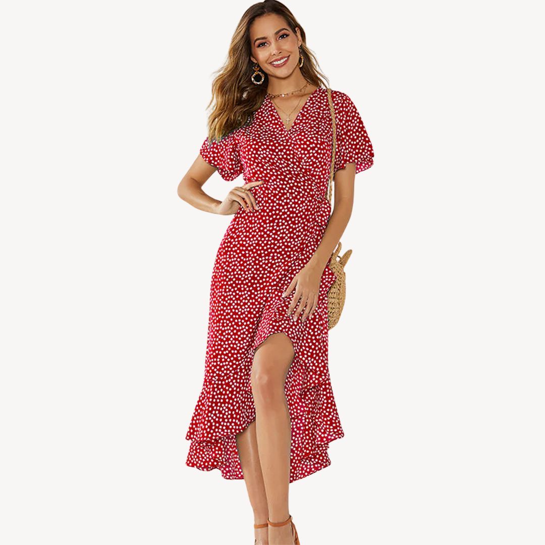 Floral Print Wrap Midi Dress Women | Clara Vienne