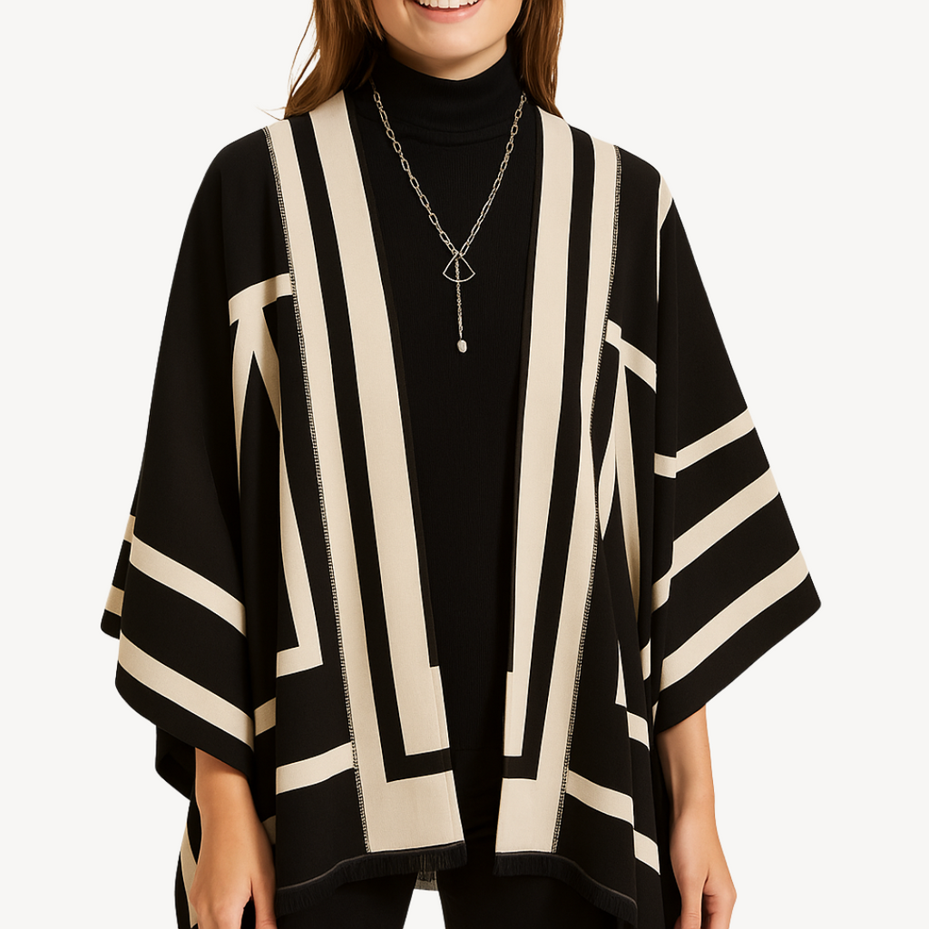 Geometric Print Kimono Shawl for Women | Clara Vienne