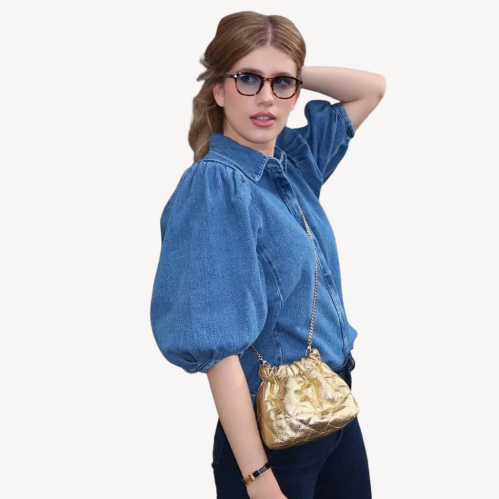 Denim Puff Sleeve Shirt | Clara Vienne