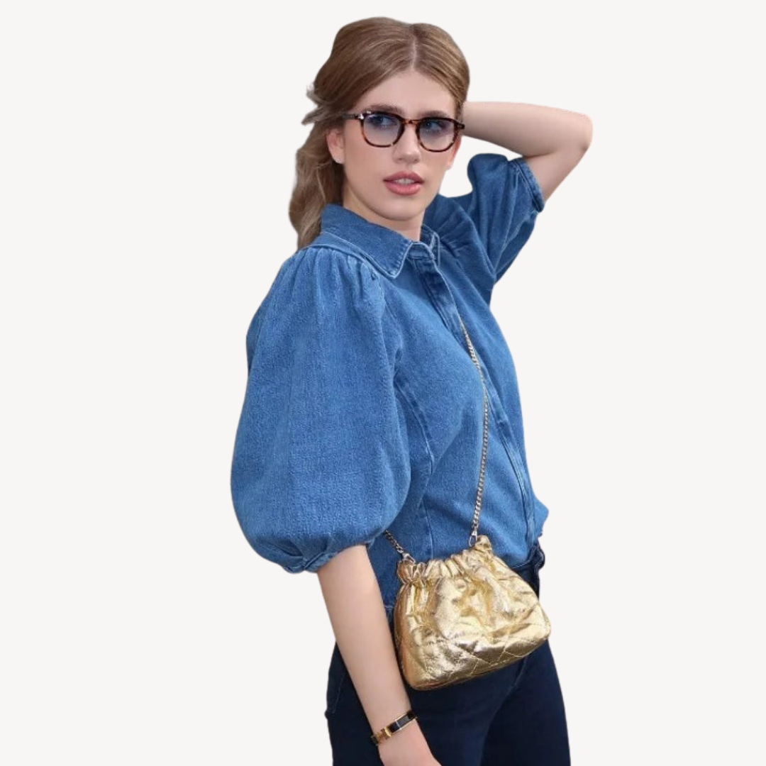 Denim Puff Sleeve Shirt | Clara Vienne