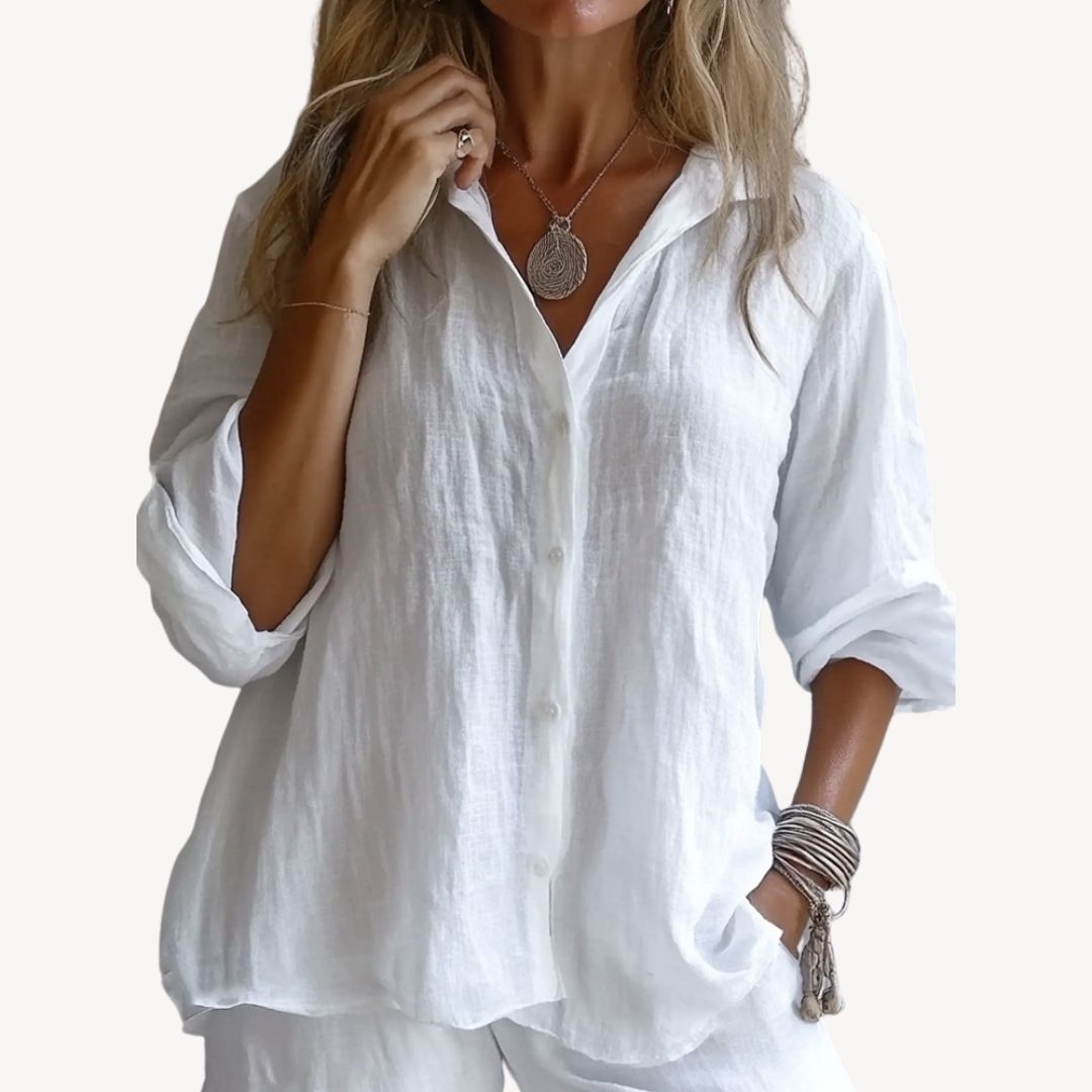 Long Sleeve Linen Button Down Shirt Women | Clara Vienne