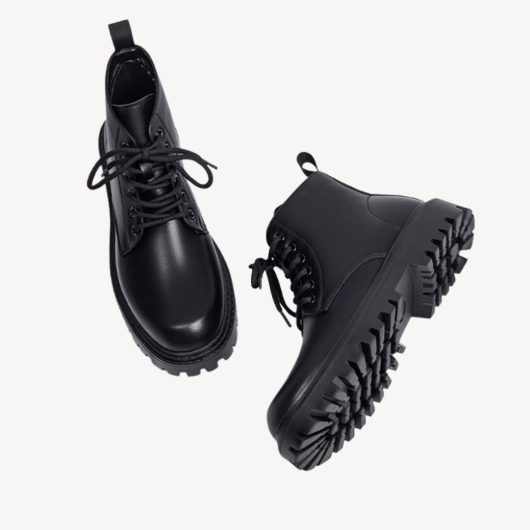 Clara Vienne | Men's Black Leather Combat Boots – Chunky Sole