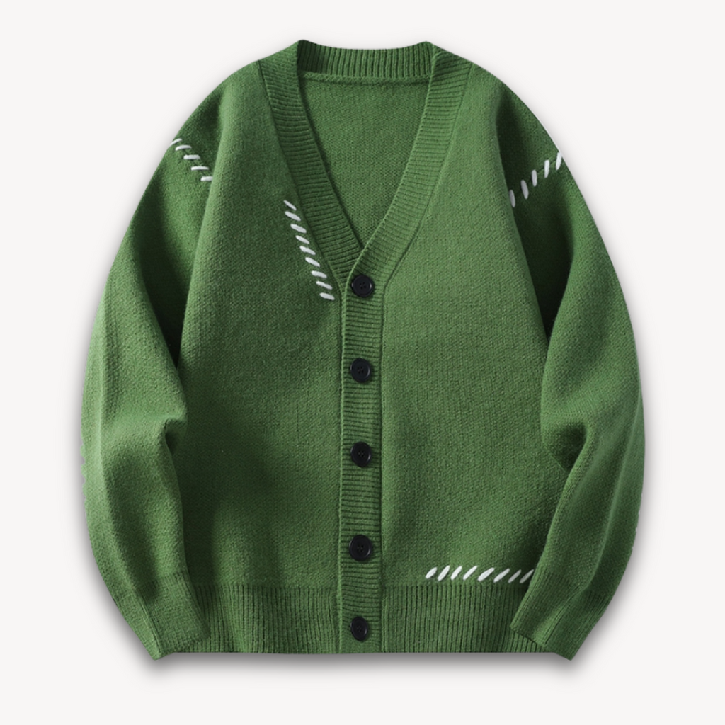 Clara Vienne | Men's Knitted Cardigan Sweater - Button-Up, Soft Wool Blend, Casual Winter Wear