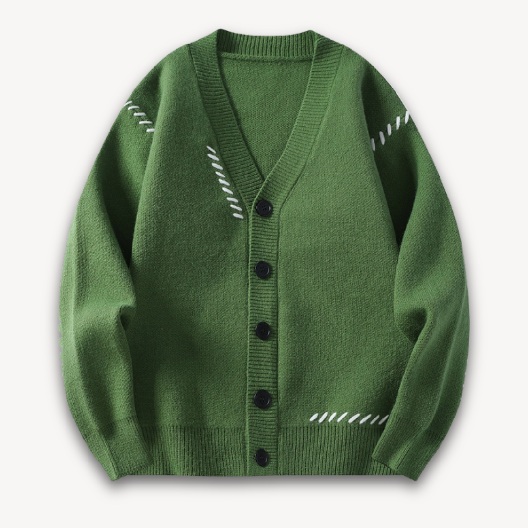 Clara Vienne | Men's Knitted Cardigan Sweater - Button-Up, Soft Wool Blend, Casual Winter Wear