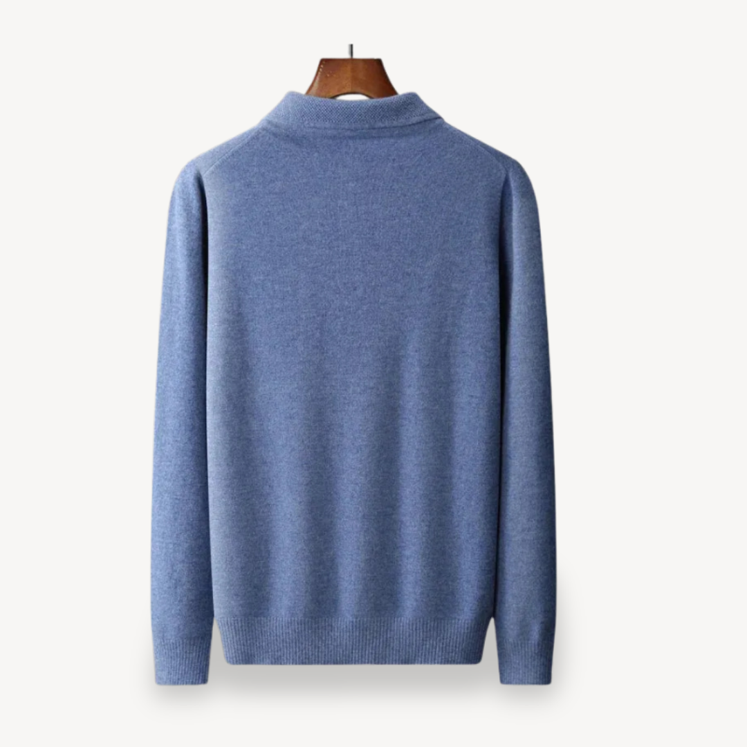 Long Sleeve Knit Polo Sweater Men | Clara Vienne