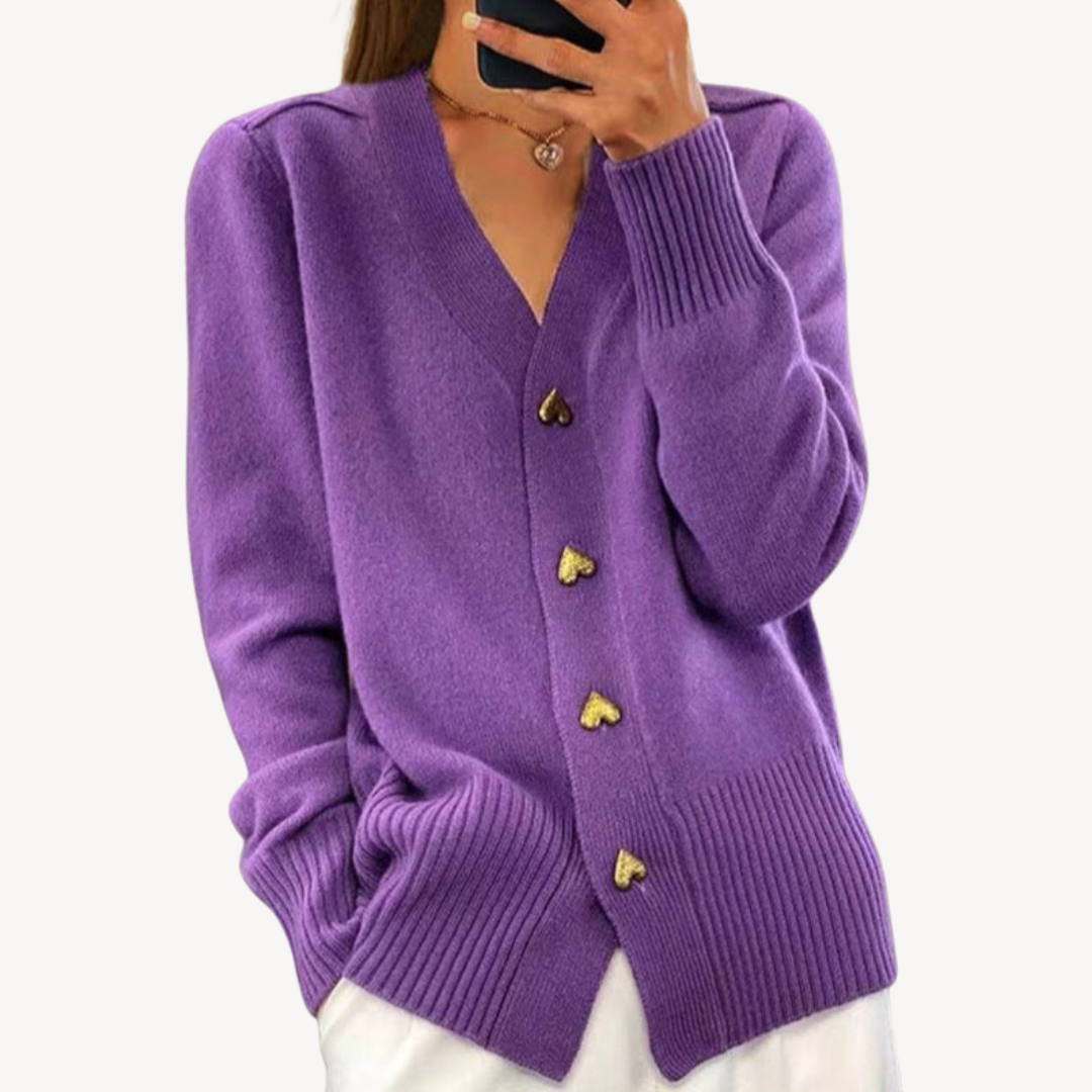 Knit Cardigan with Heart Buttons for Women | Clara Vienne